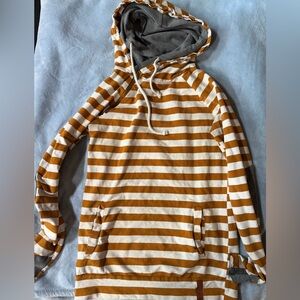 AMPERSAND AVE Mustard and White Striped Hoodie